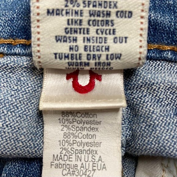 Vintage True Religion Becky Bootcut Medium Blue Stretch Jeans Leather Tab 28 - Picture 6 of 13